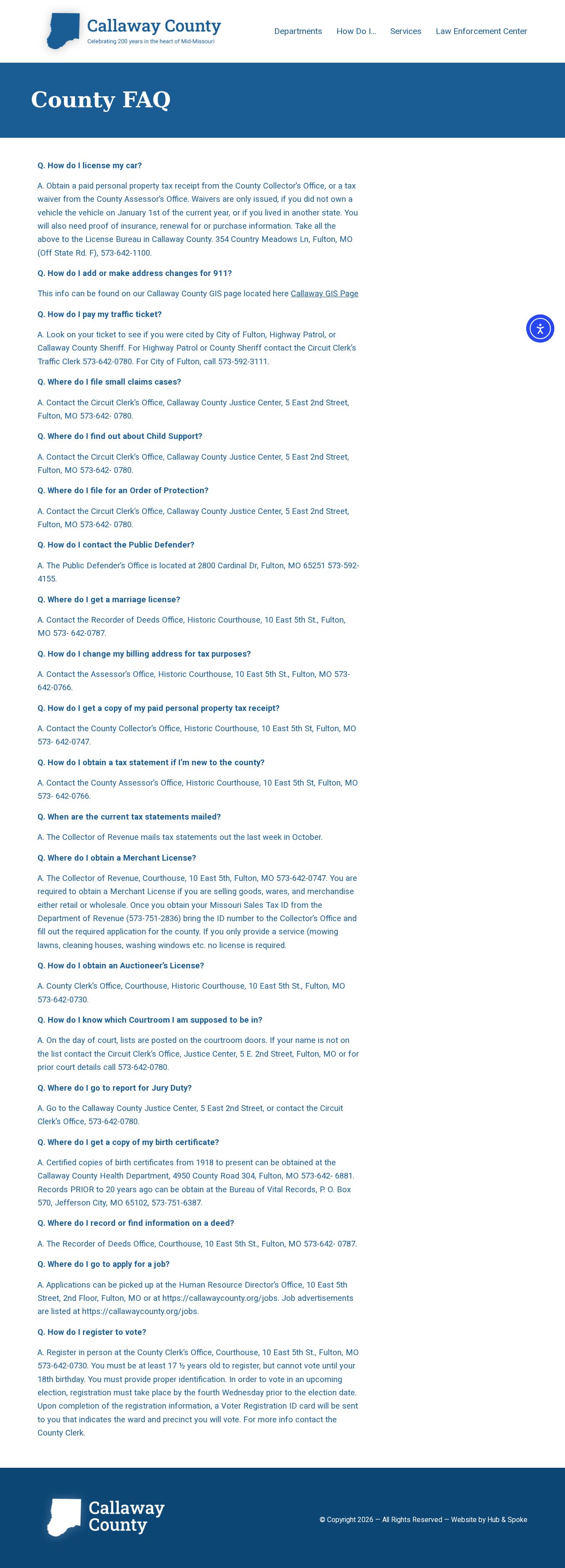 Callaway County court schedule image from the county court and traffic FAQ