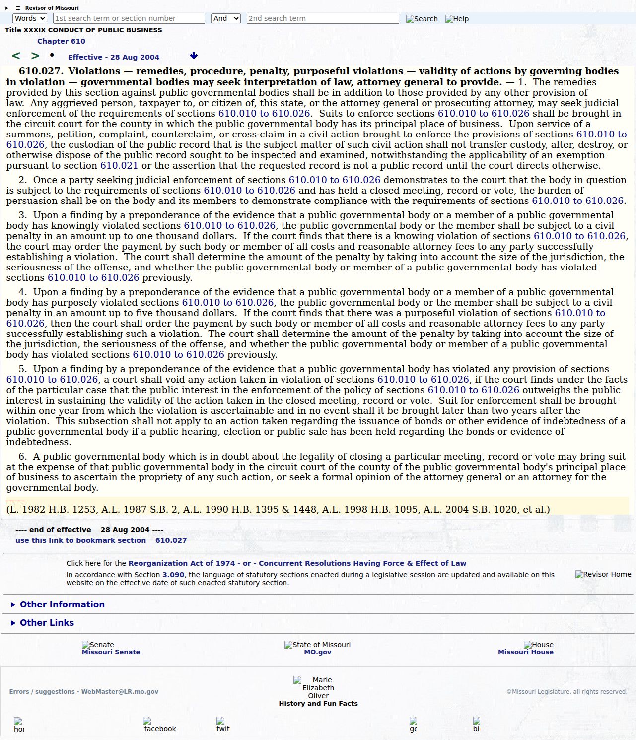 Callaway County court records reference image for Missouri Sunshine Law remedies