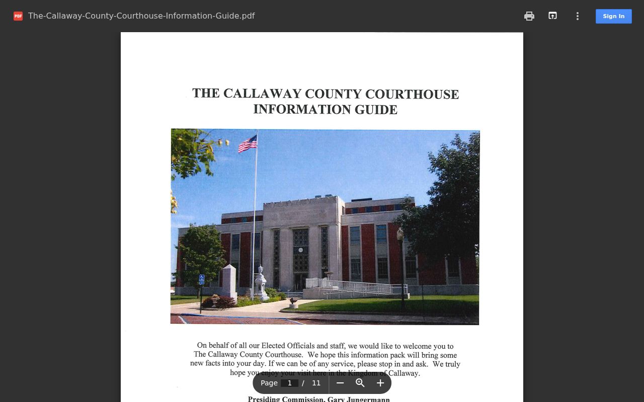 Callaway County court docket historic courthouse guide